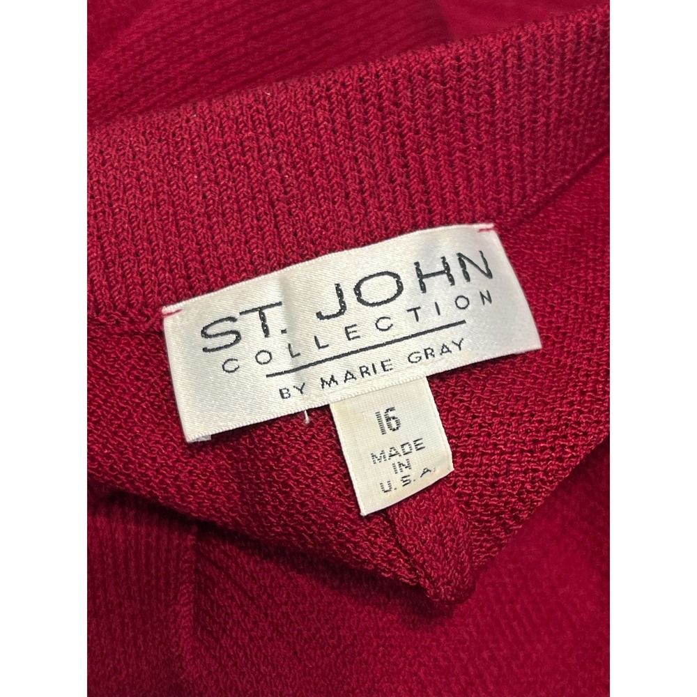 VTG St. John Maroon 16 USA Wide Leg Santana Knit Pant Career Slack Preppy -3786 - Picture 7 of 9